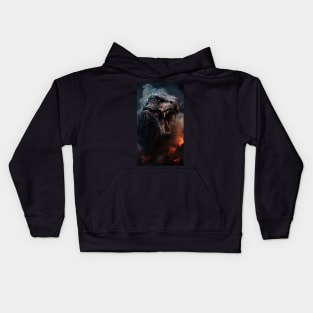 scary t-rex screaming Kids Hoodie